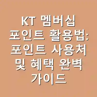 KT 멤버십 포인트 활용법: 포인트 사용처 및 혜택 완벽 가이드